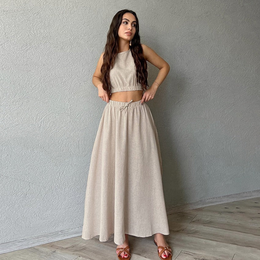 Ladies Ramie Vest & Long Skirt Set