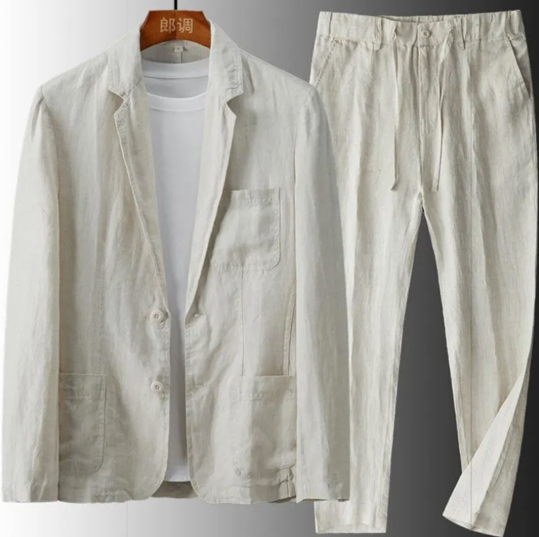 Men's Cotton-Linen Casual Suit Loose Fit Style