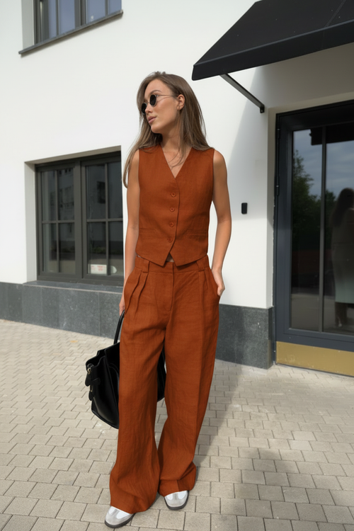 Athena Linen Set - Orange