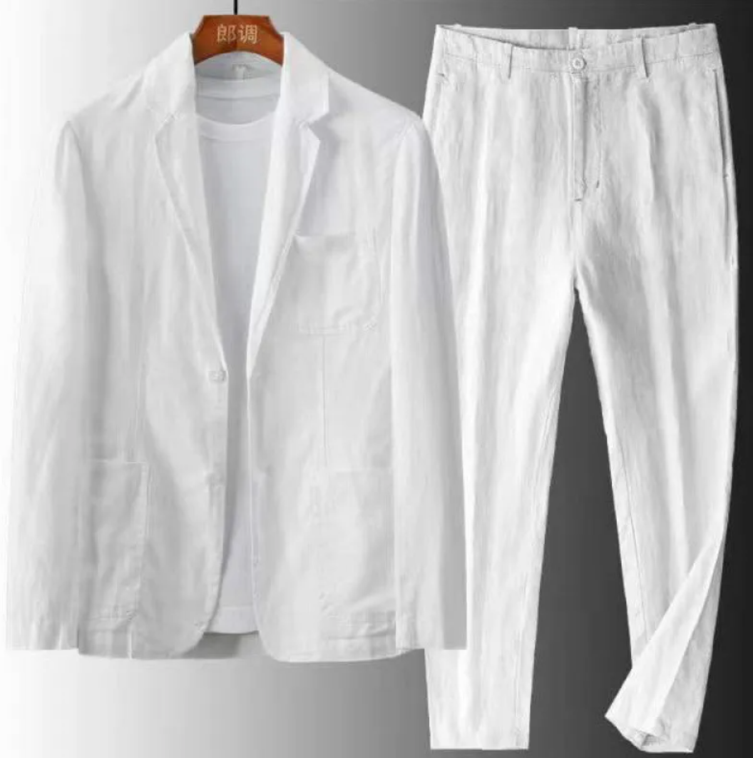 Men's Cotton-Linen Casual Suit Loose Fit Style