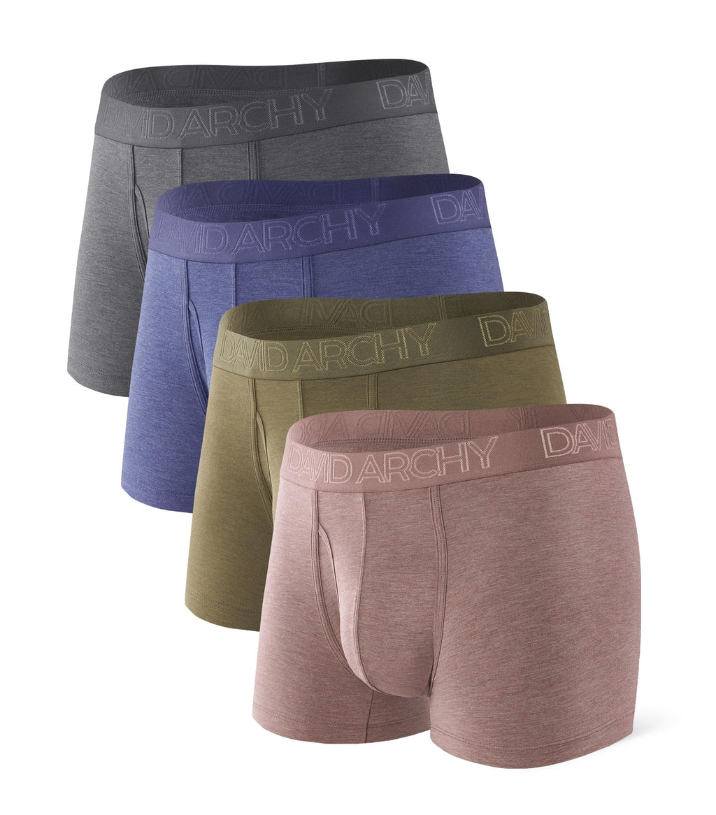 DAVID ARCHY Men’s Underwear Stretch Soft Trunks Boxer Briefs Breathable with Fly Support Pouch Performance Underwear Gifts for Men