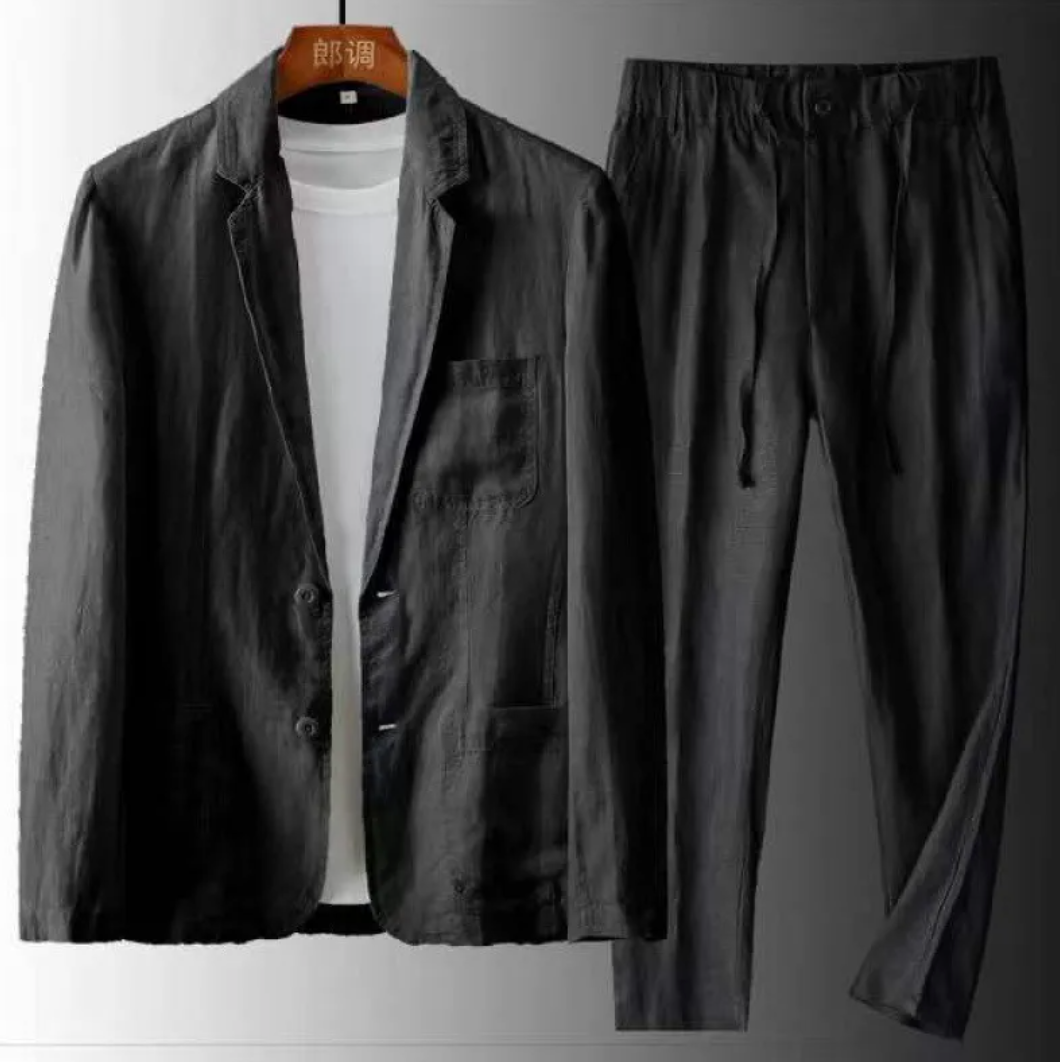 Men's Cotton-Linen Casual Suit Loose Fit Style