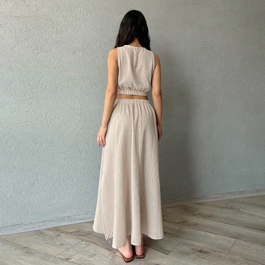 Ladies Ramie Vest & Long Skirt Set